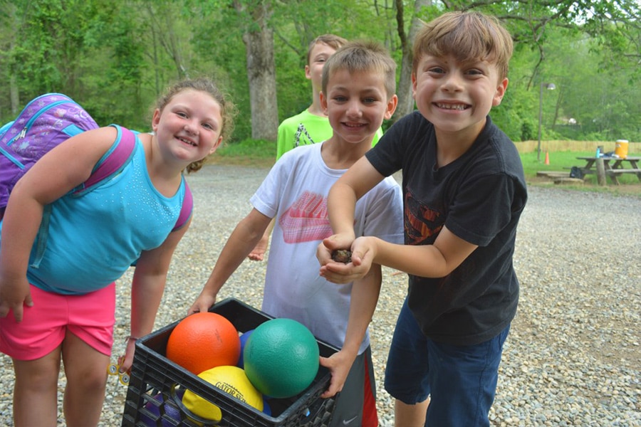 kids playing ball at camp